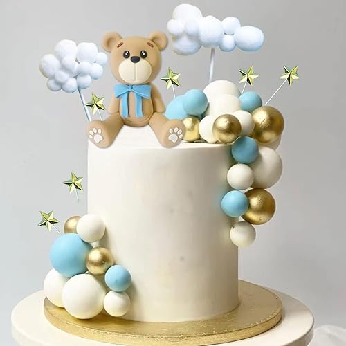 Miniatura 3 de Decoración para tartas de oso, bolas de oso, decoración de pasteles con estrellas, nubes, decoración para tartas para niños y niñas, baby shower,