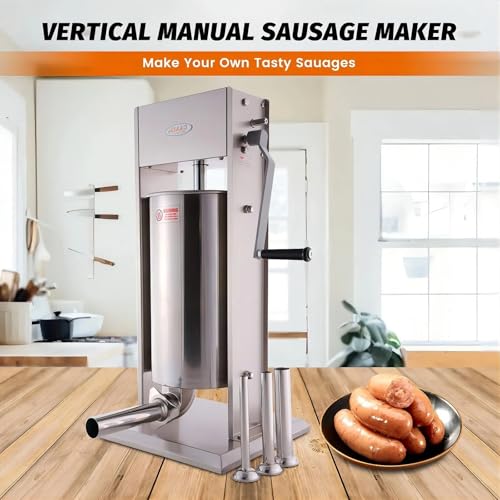 Hakka 15L/32LB Sausage Stuffer, Vertical Sausage Maker and Sausage Filler with 4 Sttuffing Tubes (15L) - Thumbnail 6