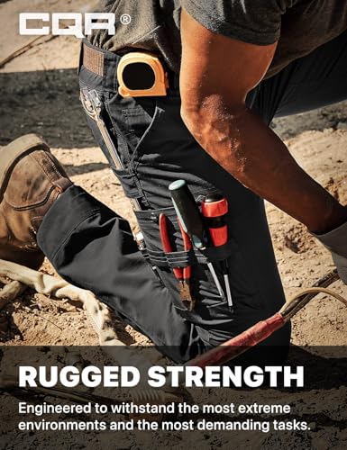 Image of CQR Men's Quick Dry Work Pants, Water Resistant Outdoor Tactical Pants, Lightweight Stretch Cargo Hiking Pants