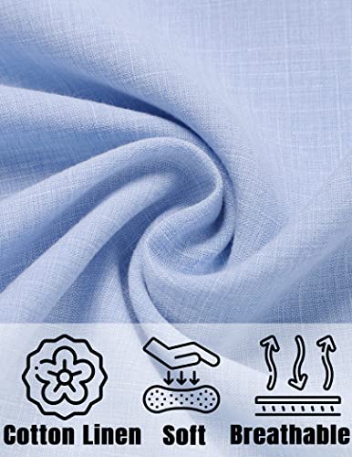 Image of COOFANDY Men's Linen Shirts Short Sleeve Casual Shirts Button Down Shirt for Men Beach Summer Wedding Shirt