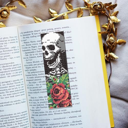 Image of FREEBLOSS 6Pcs Cross Stitch Bookmark Kit for Adult Beginners Gothic Style Stamped Cross Stitch Kits with Instructions Self-Adhesive Felt Embroidery Bookmark Kit for Starters Adults Gift 8x2.4''