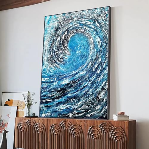 Toile marine relief haut de gamme peinture abstraite bleue - 2