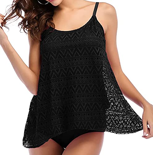 Octopus Damen Tankini Set 2tlg. Badeanzug Bademode von der Insel Rügen f5704 Farbe: Schwarz + Slip Schwarz T34(sw)+S7(sw), Gr. 34