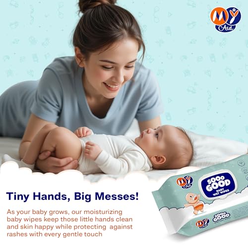 Image of SOOO GOOD Moisturizing Baby Wet Wipes | Prevents Rashes & Redness with Aloe Vera Lotion | Soft, Thick & Gentle Cleansing Wipes for Babies | Alcohol-Free | 72 Wipes X 2 Packs
