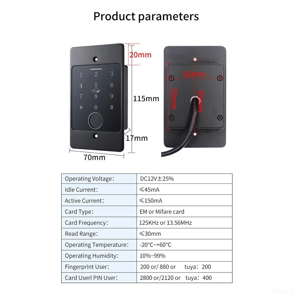 IP66 Wasserdicht für TUYA WiFi Fingerabdruck Türschloss, Smart Elektronische Tastatur mit Fernbedienung App Steuerung, Zinklegierung Sicherheitsschloss für Outdoor Home Office, Einfache