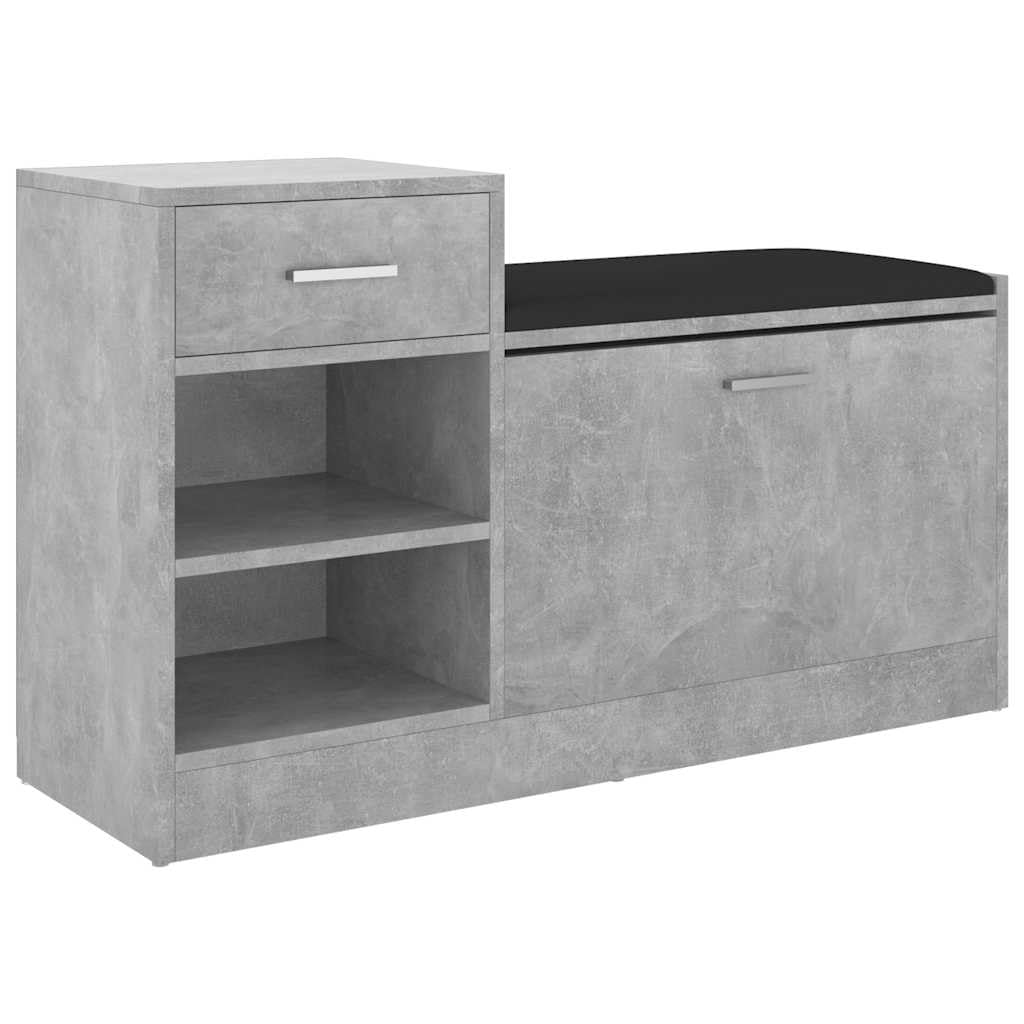 Szafka na buty, betonowa, szara, z materiału drewnopochodnego ze sztucznej skóry, powierzchnia siedziska 94,5 x 31 x 57 cm, nowoczesna szafka na buty do przedpokoju i wejścia, regał na buty