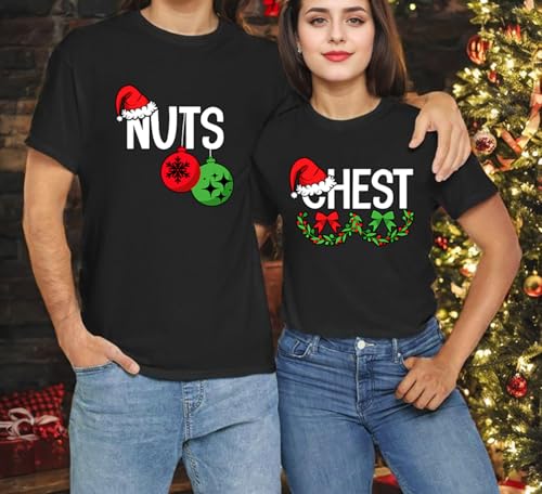 Christmas Shirts for Couples - Xmas Graphic Tshirt Funny Holiday Matching Outfit Sets3