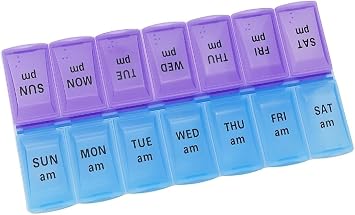 7-Day AM PM Large Pill Container, 2 Times a Day, Convenient Travel Pill Organizer and Planner, Portable 7-Day Medicine Organizer Box with 14 Compartments for Home, Travel, Office, BPA-Free