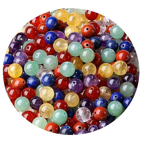 XIANNVXI 8mm Round Loose Assorted Crystal Beads Gemstone 7 Chakra Mixed Colourful Coloured Beads for Jewellery Making 47 Pcs - Image 2