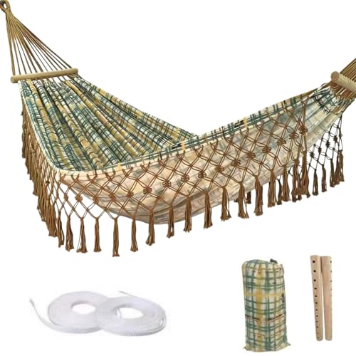 LNWQSQR Portable Hammock Bohemian Hammock Rope Hammock Suitable Yard Beach Backyard Garden (Khaki 79 * 59)