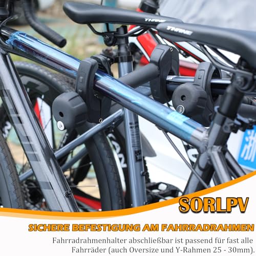 Sorlpv Rahmenhalter für Fahrradträger 32CM Länge, Universal Kurze Fahrradrahmenhalter Abschließbare, Rahmenhalter für Rahmendurchmesser des Fahrrads: Ø 3-6cm