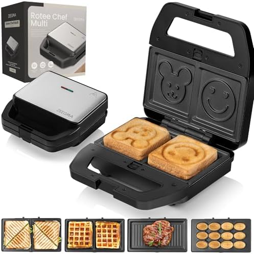 ZEEGMA ROTEE CHEF MULTI Sandwichera Multifunción 800 W 5 en 1, pa...