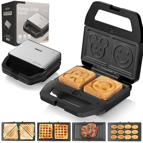ZEEGMA ROTEE CHEF MULTI Sandwichera Multifunción 800 W 5 en 1, para Tostar Pan Gofres Bocadillos...