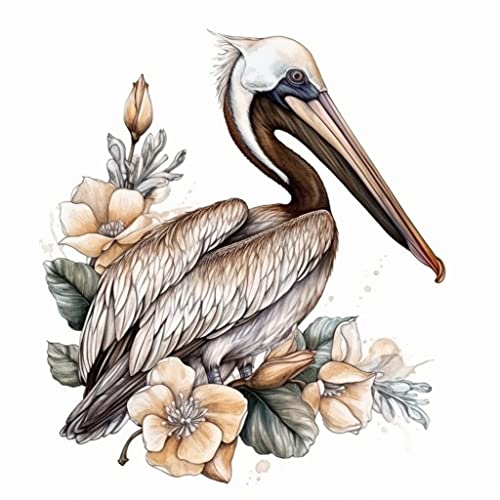 Image of Yoonek Graphics Louisiana Brown Pelican Bird Magnolia Flower Vinyl Decal Sticker for Car, Laptop, Tumbler, More. #008545-4 inch