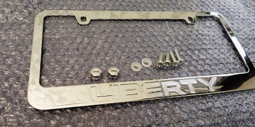 Jeep Liberty Chrome Metal License Plate Frame with Logo Screw Caps