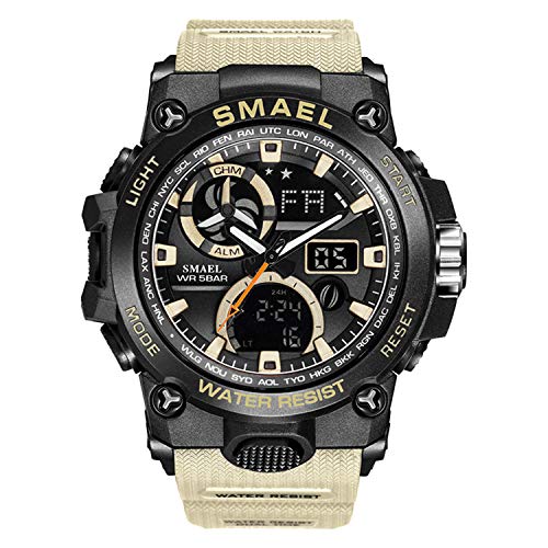 Relojes para Hombre Militar Sport Sport Watch 50m Relojes De Pulsera Impermeables (Khaki)