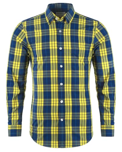 AVANZADA Men's Plaid Long Sleeve Button Down Slim Fit Shirts Dress Shirt