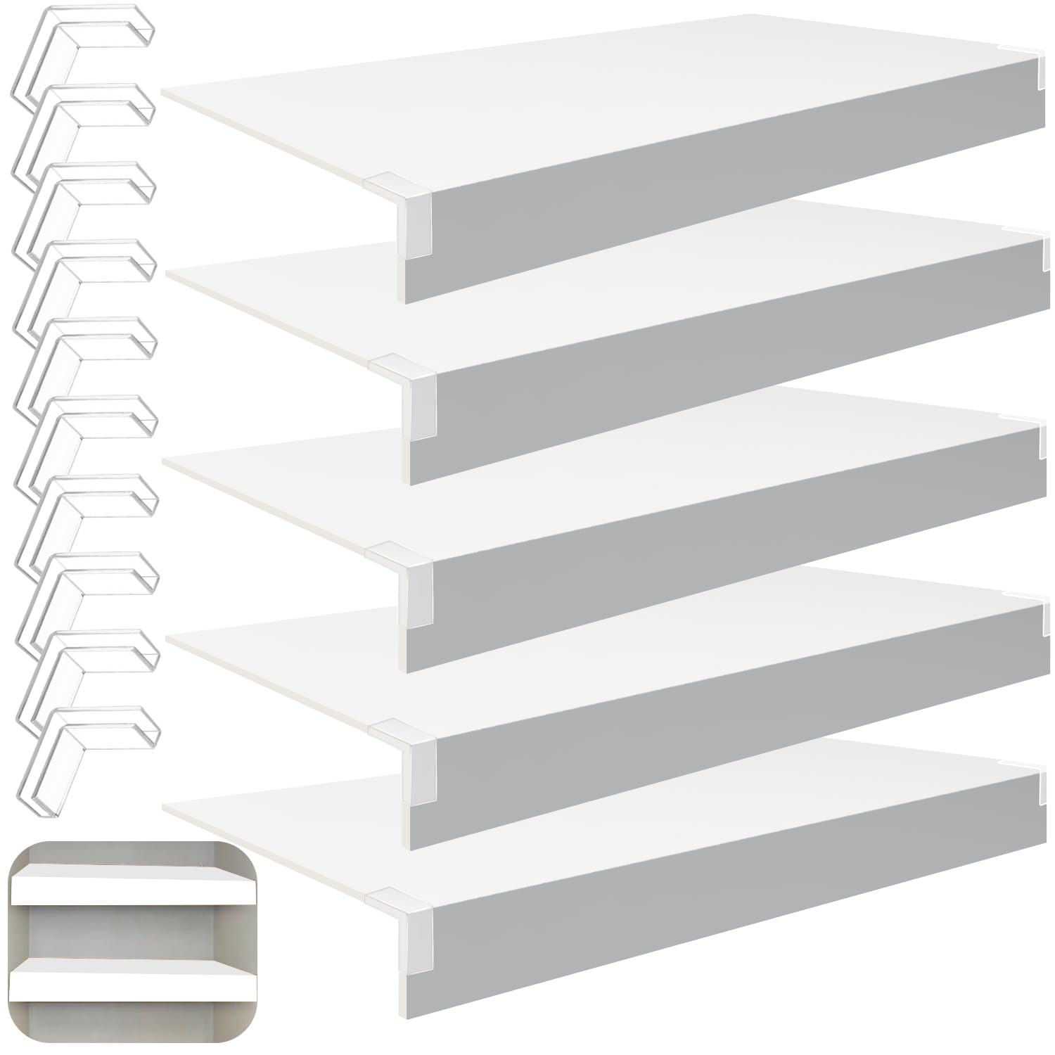 5 Pcs Wire Rack Covers, 24x9x2.5 in PVC Wire Shelf Cover for Pantry, Removable Closet Decoration Shelf Liners (Not Wood) for Kitchen Bathroom Office