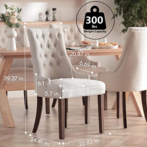 Colamy Modern Tufted Upholstered Dining Chairs Set Of 6, Fabric Side Dining Room Accent Living Room Chairs, Beige #TOP3