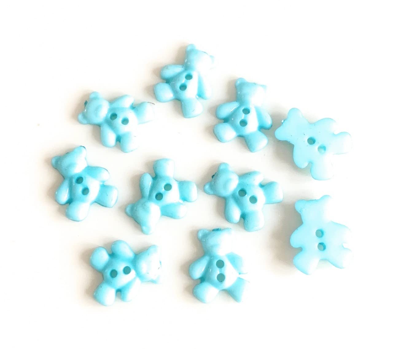 Angel Malone10 x Cute Teddy Bear 2 Hole Resin Buttons Flatback Cabochon Embellishments - UK Seller (Baby Blue)