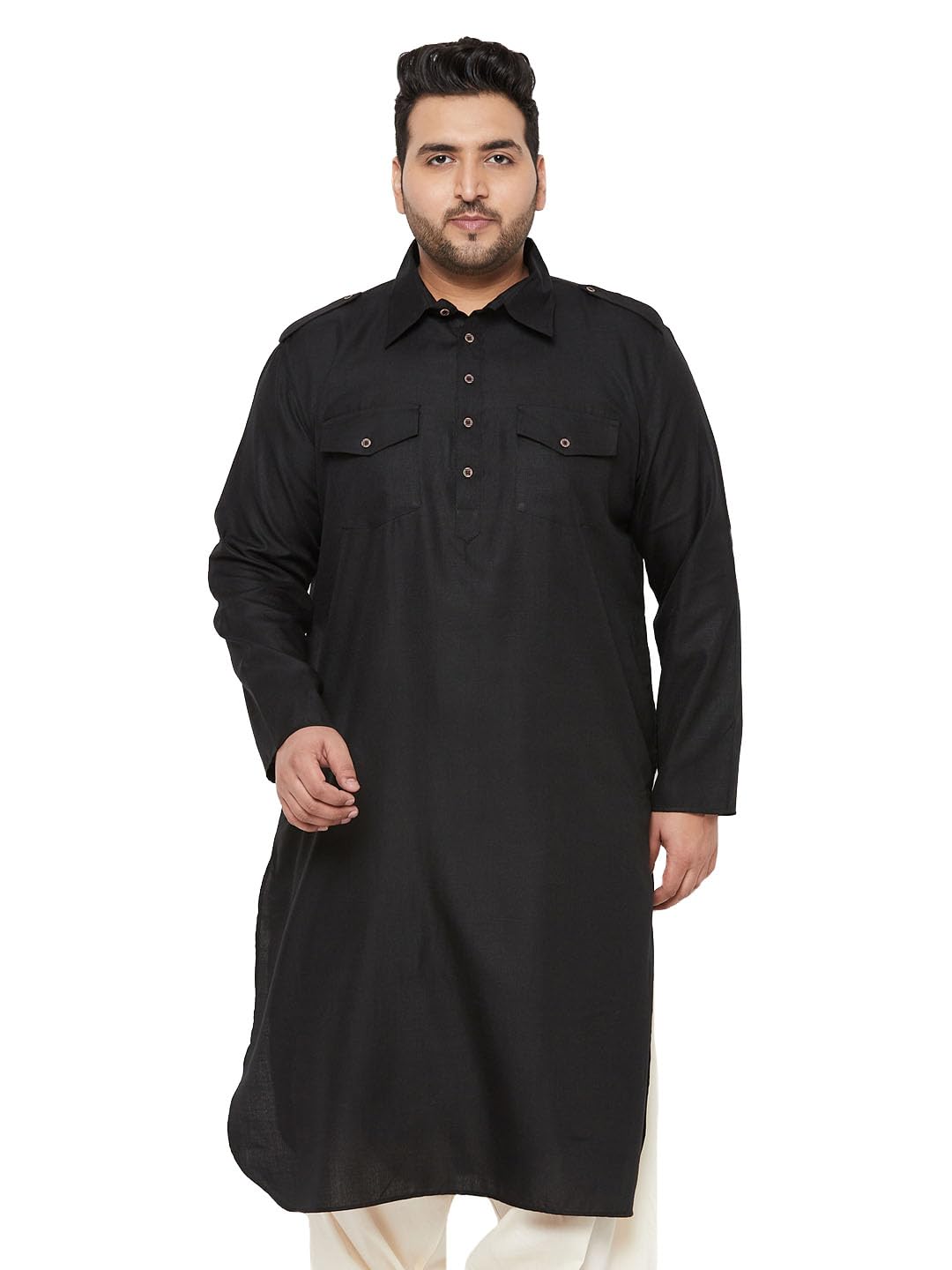 Men's Maroon Cotton Blend Kurta-image-30