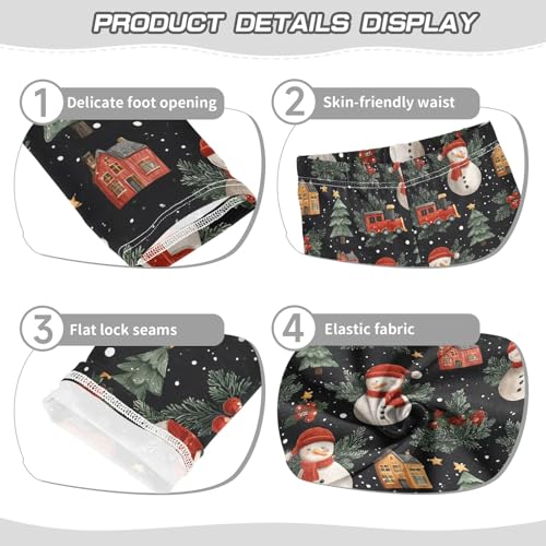 Girls' Athletic Leggings Ankle Length Yoga Dance Pants Kids Teen 4T Snowman Christmas Tree3