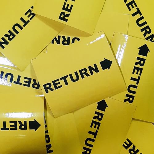 Return Arrow Labels, Yellow Directional Stickers, Self-Adhesive Shipping Labels Return + Arrow
