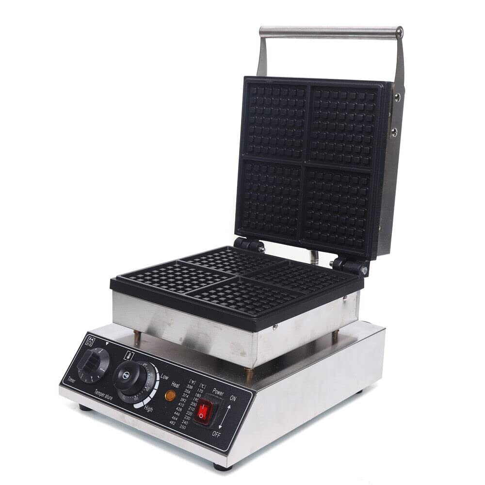 Piastra per waffle, 1750 W, rivestimento antiaderente piastre per waffle automatica con controllo della temperatura e timer Macchina per waffle commerciale