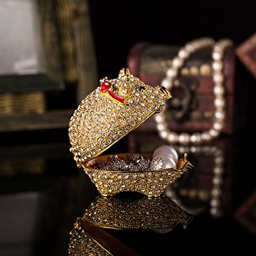 Qfiu Qifu Hand Painted Enameled Cute Pig Decorative Hinged Jewelry Trinket Box Unique Gift Home Decor #TOP5