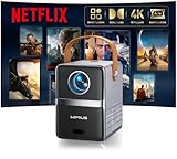 WiMiUS 4K Mini Projector Netflix Ready Smart Portable, 30000 Lumen Home Cinema Projector with 3D Dolby Audio Short Throw, TOF 1s Focus WiFi6 Bluetooth 5.4 HDR10 for Bedroom Outdoor Movies, Gifts