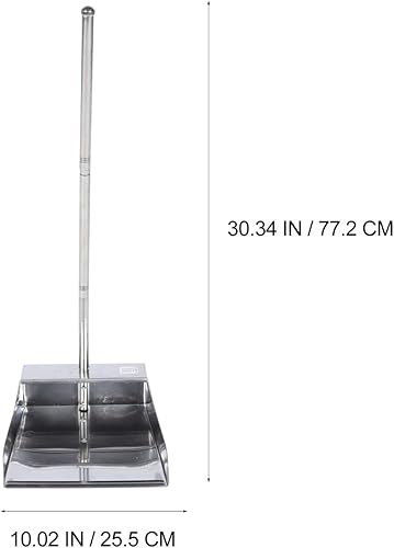 Miniatura 6 de Recogedor resistente con mango largo de acero inoxidable, recogedor vertical de pie, pala de metal, recogedor para interior y exterior, vestíbulo,