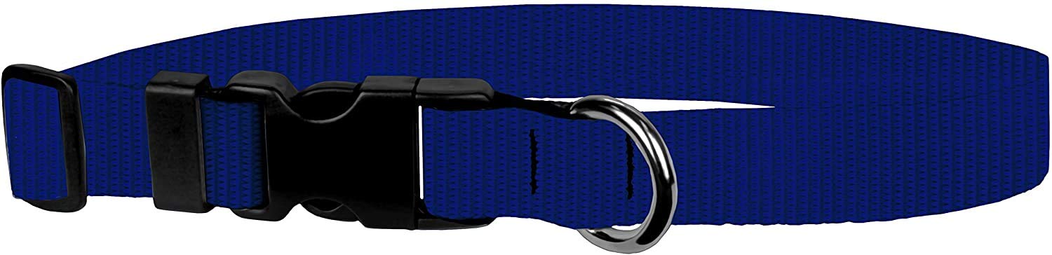 Dog Collar - Colored Adjustable Pet Collars, 3/4 Inch Wide, Medium, Navy Blue