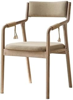DBL Comedor de madera Silla Sillón con cuerda de cáñamo apoyabrazos y respaldo tapizado del asiento acolchado portátil for adultos de los niños Cocina ADSL Mesa de comedor heces de época moderna, Colo