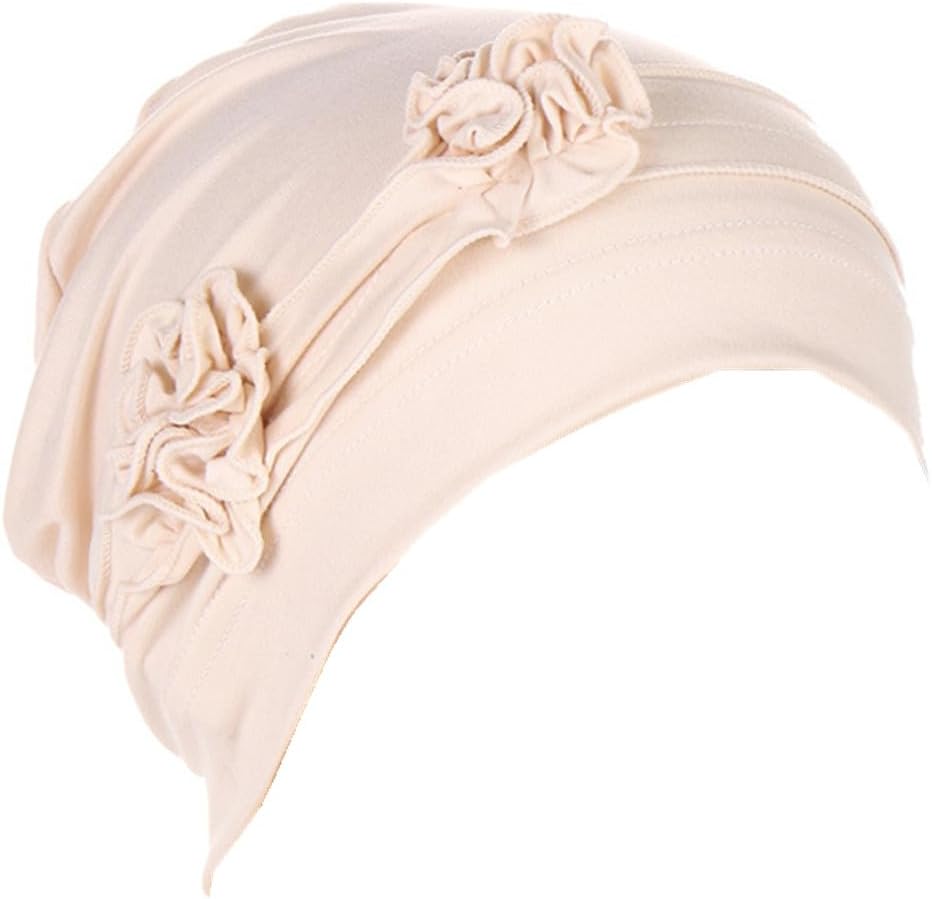 YYAOJHAO Flower Turban Hats for Women - Pre Tied Twist Solid Hedwrap Caps Chemo Cancer Headwear Headscarf Hair Loss Cover