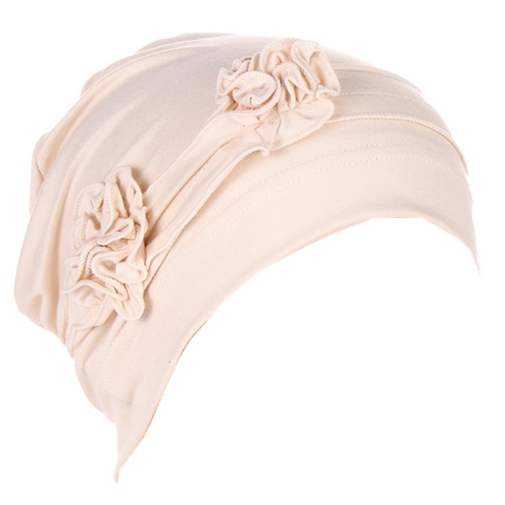 YYAOJHAO Flower Turban Hats for Women - Pre Tied Twist Solid Hedwrap Caps Chemo Cancer Headwear Headscarf Hair Loss Cover