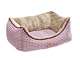 HUNTER Astana Hundesofa, mit weichem Plüschbesatz, Wendekissen, Karo-Muster, 80 x 60 cm, rot