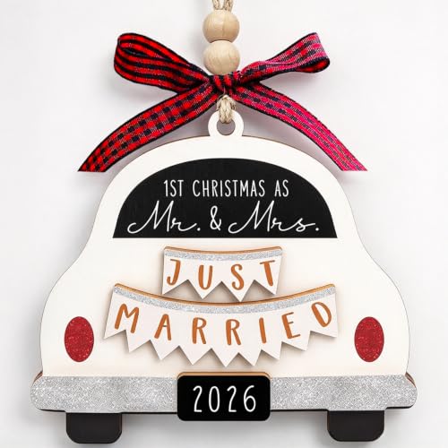 Our First Christmas Married Ornament 2026, Bridal Shower Gifts, Mr and Mrs | Newly Wed Gifts For The Couple, First Year Married Christmas Ornaments 2026, Wedding Ornament, Just Married, 1st - image 1