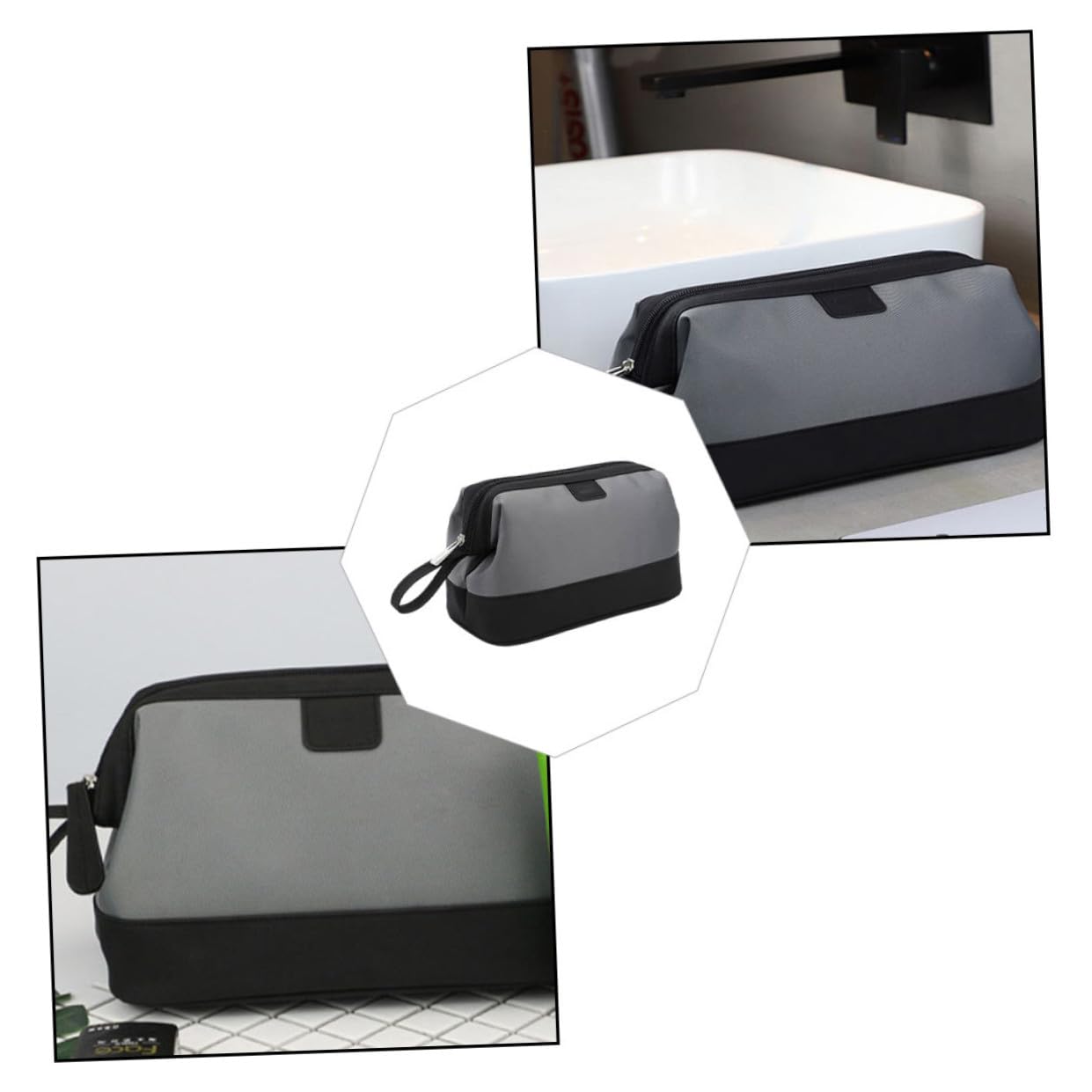 Gatuida Bolsa de Aseo para Hombre Neceser de Viaje Multifuncional con Duradera Compacto y Ligero para Cosméticos y Kit de Higiene Gris