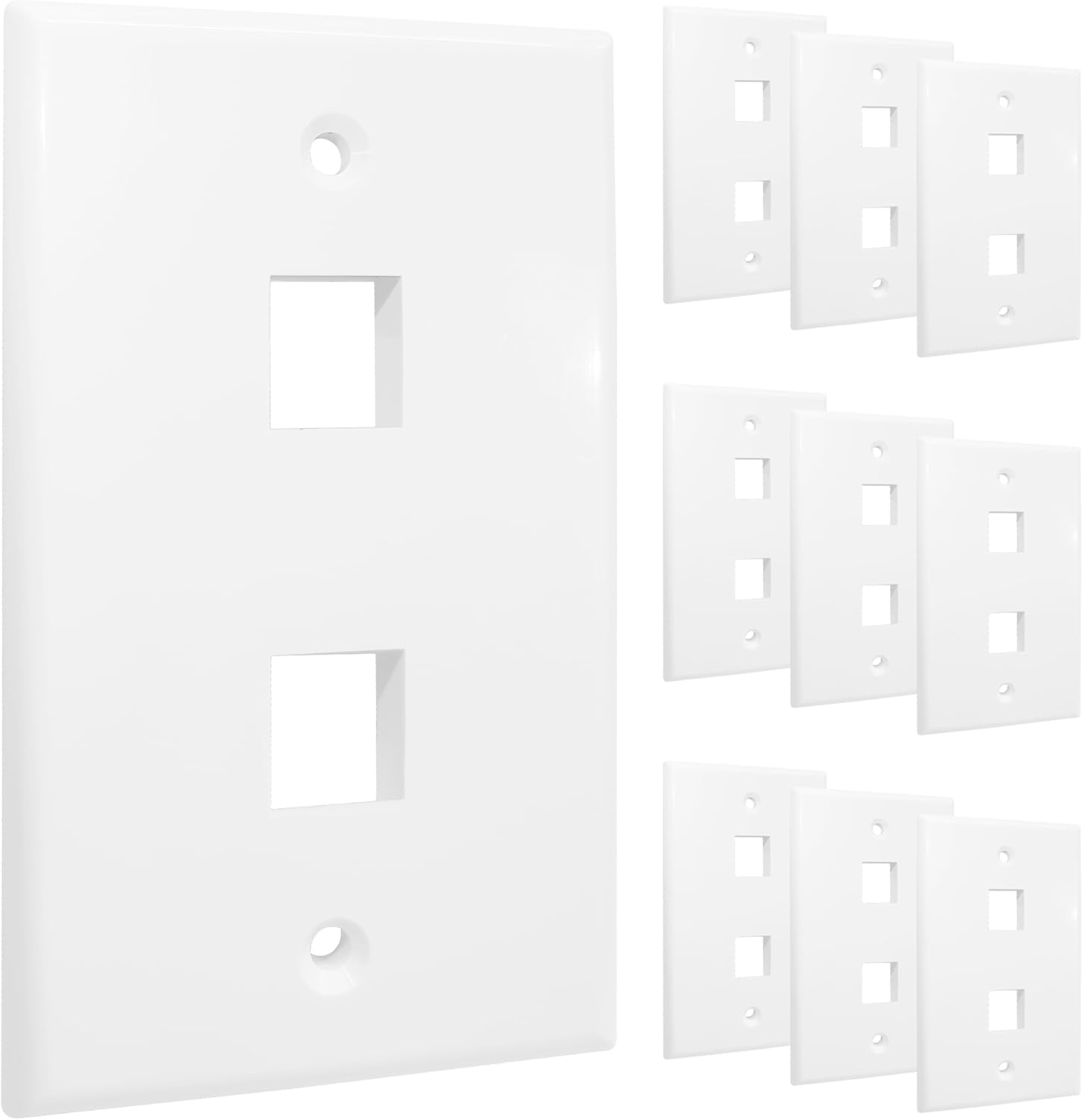 Ethernet Wall Plate - No Port 10 Pack Blank Wall Plate Cover, Low Profile Outlet Covers for Hiding Wires, Unused Outlets and Switches, Easy Install Wall Plates with Screws-White