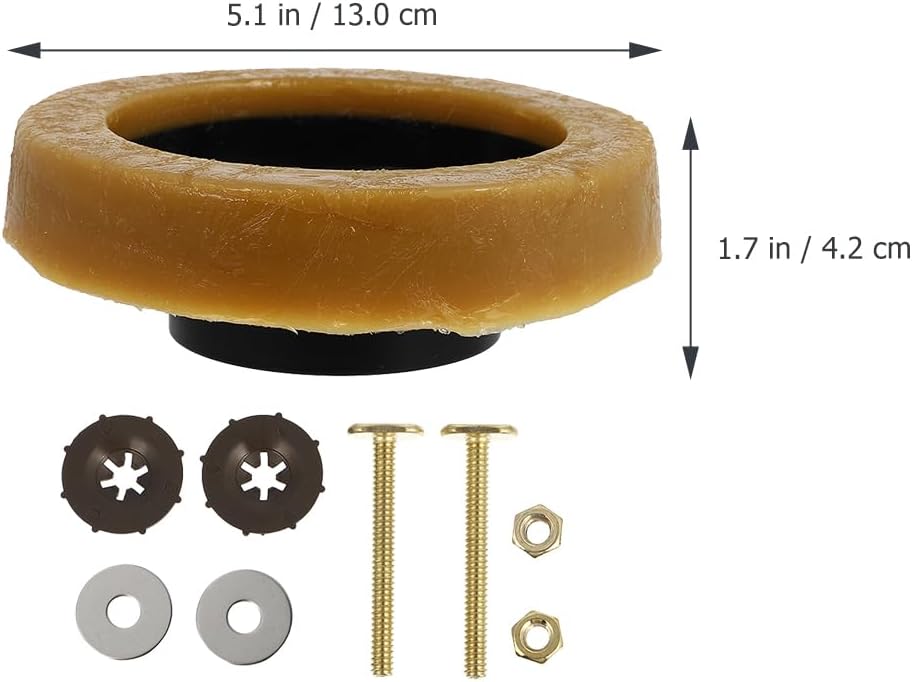 OSALADI 5 Sets Toilet Seal Brass Screws Bolt Caps Wax Ring Kit for Toilet Universal Toilet Wax Ring with Bolts Toilet Bolts Wax Ring for Toilet Wax Flange Ring and Bolt Light Brown Plastic