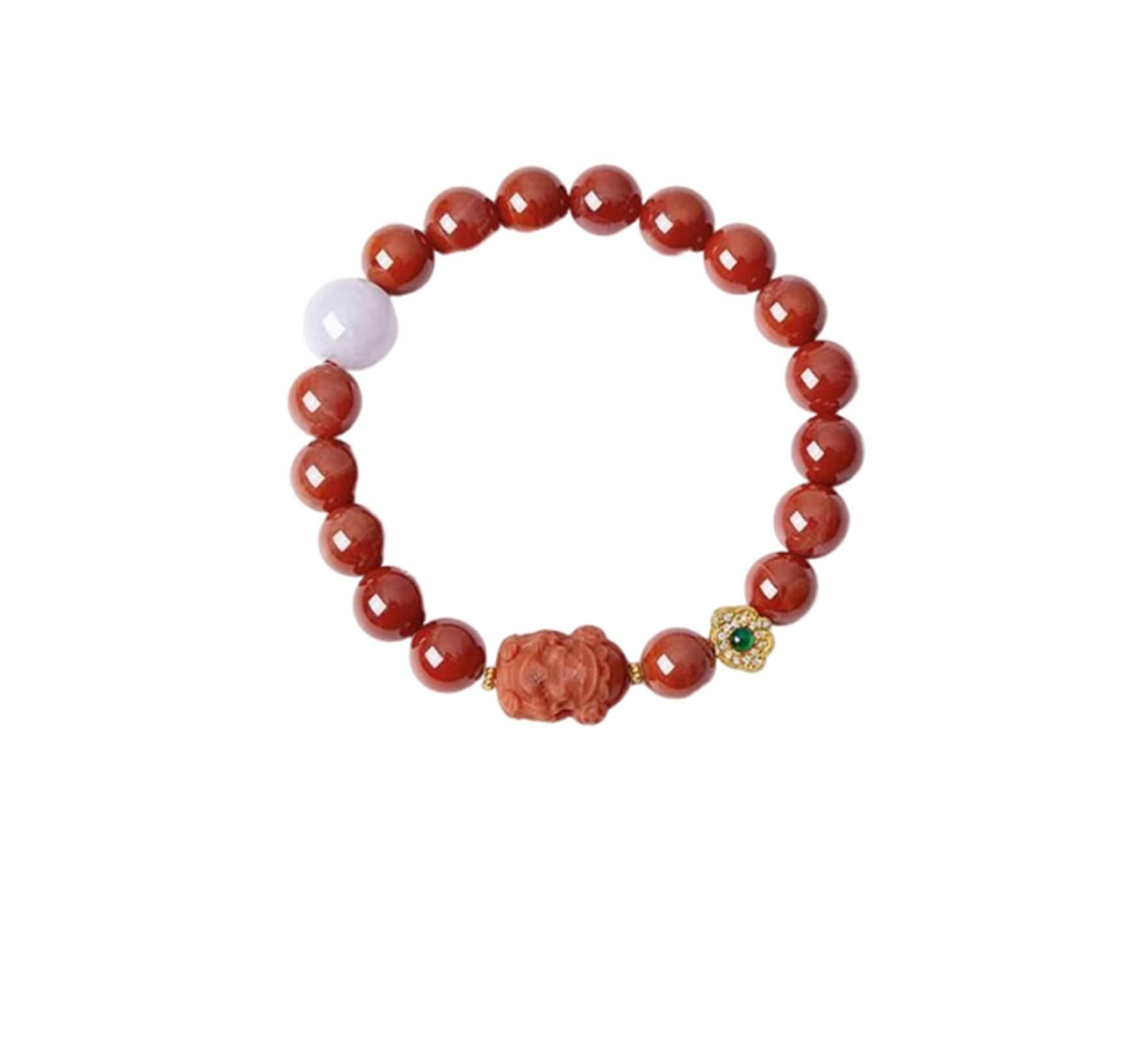 Armbänder für Paare 9-10 mm Achat und Jade, Armreif Gold 585 für Sie| 9K 14K 18K Gelbgold | Trendiger Modeschmuck für Muttertag
