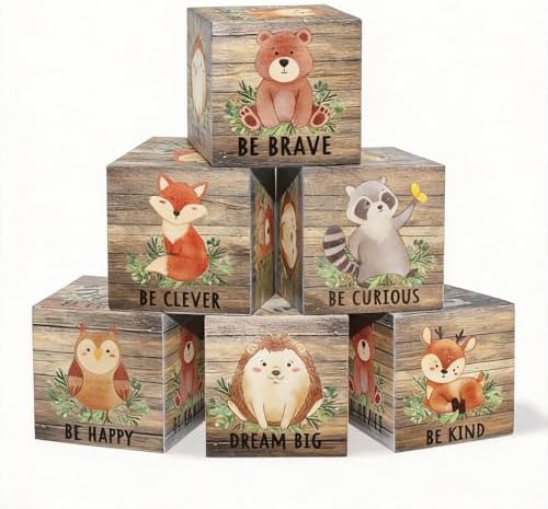 Nursery Decor Animals Wall Decor Set of 6, Inspirational Woodland...