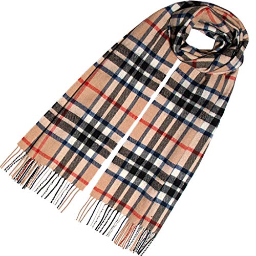 Bufanda grande Thompson Camel de lana de cordero premium