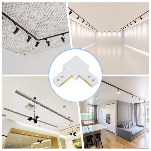 M METERXITY L Track L-Connector, Single Circuit J Type 2-Wire-1 Rail 110-220V for Track Lighting System/Fixtures/Accessories/Ceiling Wall Spot Light [White] - Thumbnail 6