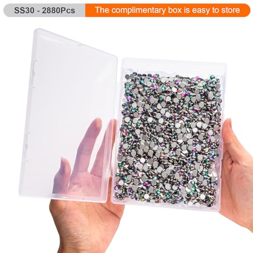 Image of Flatback Rhinestones Bulk, 2880PCS Green Volcano Rhinestones for Clothes DIY Decoration Crafts, Green Volcano, SS30, 6.3-6.5mm