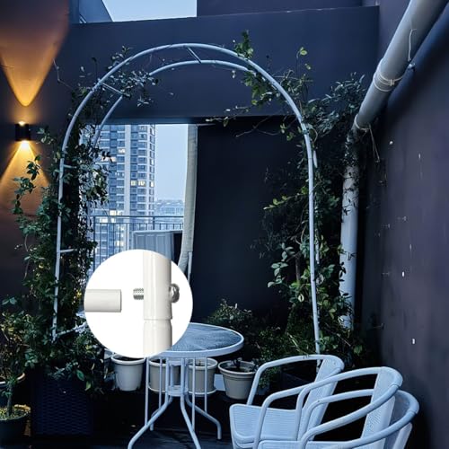 Metalowy łuk ogrodowy z podstawą 100 x 220 cm – podpórka dla roślin pnących do róż, dekoracji ślubnej, kratki tarasowej, pergoli, dostępna w rozmiarach 140 i 350 cm, eleganckie, białe wykończenie