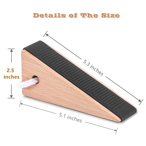 Extra Large Wooden Door Stopper Wedge For Bottom Of Door, Fitting For Door Gap Under 2 Inches, 2 Pack Black. #TOP1