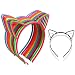 12Pcs Cat Ear Headbands Girl’s Plastic Headbands Cat Bow Hairbands for Women and Girls, Costume Favors Accessories