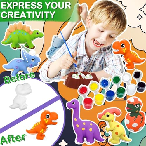 Image of Storio Toys DIY Mould & Paint Craft Kit - Dinosaurs,Kids for 5 Years,Plaster Figurine Set with Pigments, Palette & Mold, Painting Art & Craft Set -Gift Toys for 3-8 Year Old Boys & Girls, Multicolour