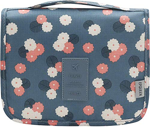 Hanging Travel Toiletry Bag Cosmetic Make up Organizer (Blue Flower2)